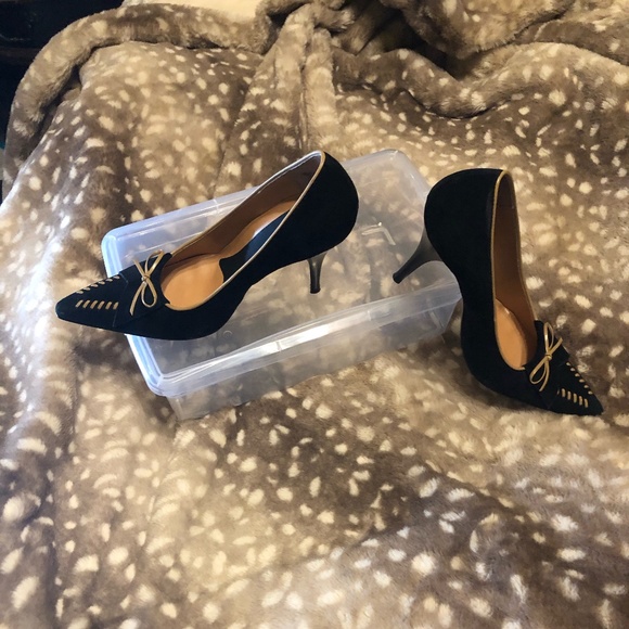 Carlos Santana Black Suede 4" heel Pumps with leather trim, sz 8.5 - Picture 7 of 10